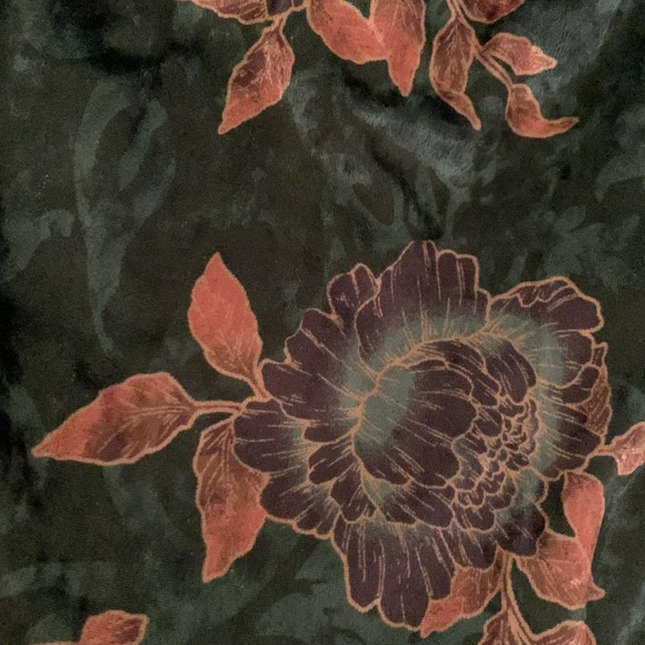 FREE PEOPLE VELVET SARONG STYLE MIDI SKIRT FLORAL MOTIF DARK GREEN KNIT LINED S - Picture 8 of 10